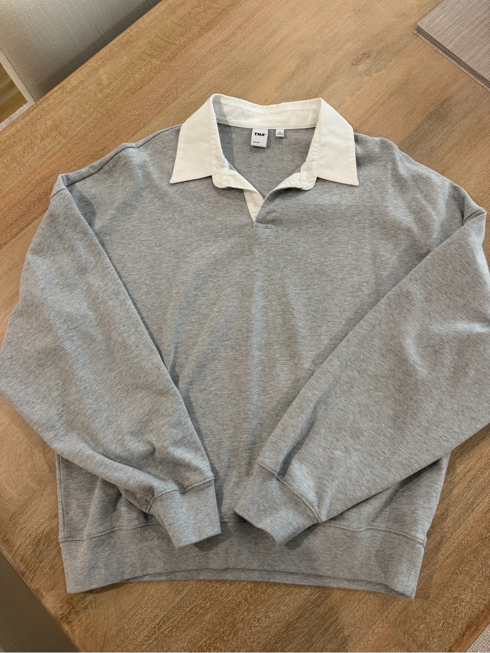 Aritzia Grey Long Sleeve Pullover with White Collar